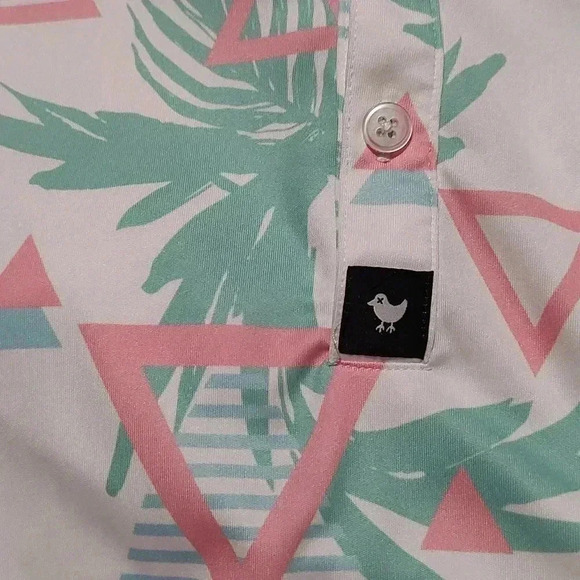 Bad Birdie Men’s Tech Golf Polo Shirt. Tropical Pattern. XXL - Picture 4 of 4